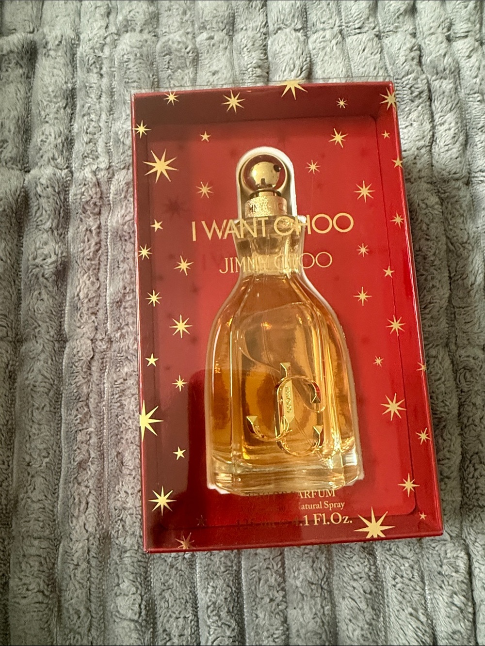 Jimmy Choo Gold Bottle with Red Star-Print Gift Box